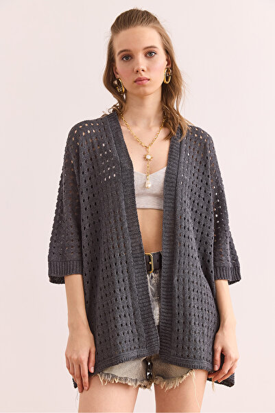 Olalook Women's Smoked Openwork Summer Knitwear Cardigan Hrk- 19000348
