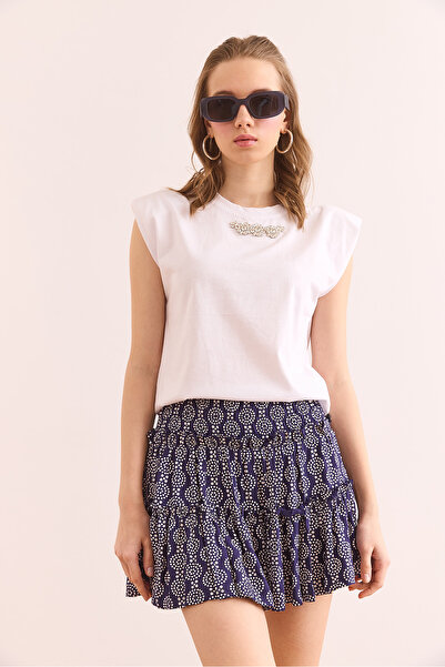 Olalook Women's Purple Piece Shorts Soft Textured Stretchy Mini Skirt Etk- 19000307