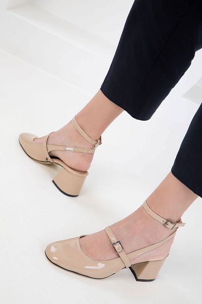 SOHO Nude Patent Leather Women's Classic Heeled Shoes 18123