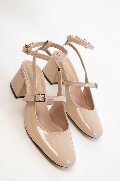 SOHO Nude Patent Leather Women's Classic Heeled Shoes 18123
