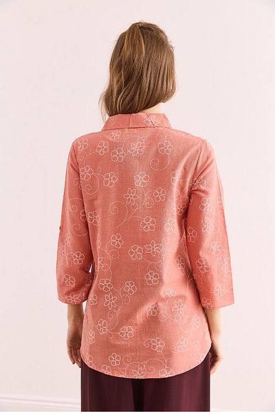 Olalook Women's Ivy Rose Dried Sleeve Folded Linen Shirt Gml- 19000825