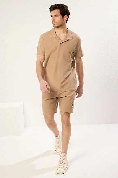Trendyol Collection Waffle Mink Regular Fit Pajama Set with Shorts - Tmnss25Pt00004