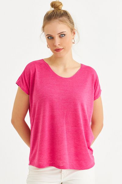 Cool & Sexy Women's Fuchsia Basic Blouse Ayd410
