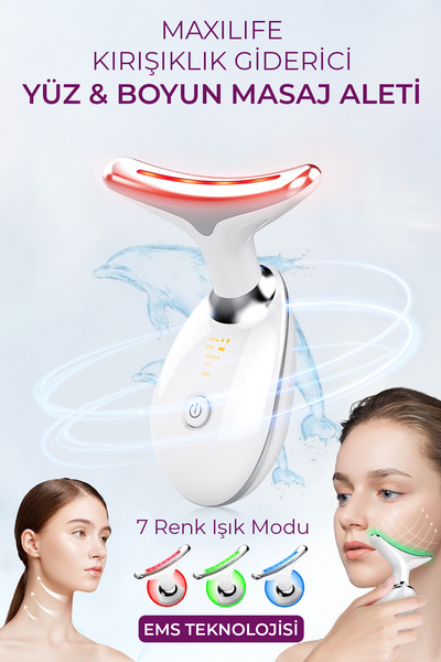 Maxi Life Boyun Ve Yüz Masaj Cihazı – Led Işıklı, Ems Mikro Akım, Isıtmalı & Titreşimli