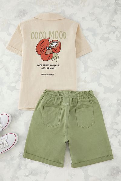 TRENDYOLKIDS Beigefarbenes Basic-Oberteil-Set für Jungen aus 100 % Baumwolle