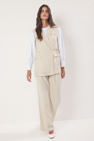 Trendyol Modest Kővászon megjelenésű szőtt alsó-felső készlet TCTSS25US00035