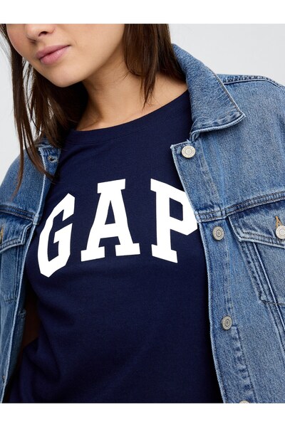 GAP Kadın Lacivert 2'li Logo Kısa Kollu T-Shirt Seti