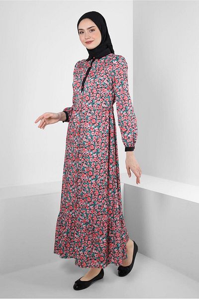 Alvina FLOWER PATTERNED BUTTONED DRESS 43752