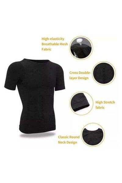 HALAMODO Men Slimming Body Shaper Vest, Tank Top Workout Shirt, Men's Shaper Cooling T-Shirt, Men's Shaper Co