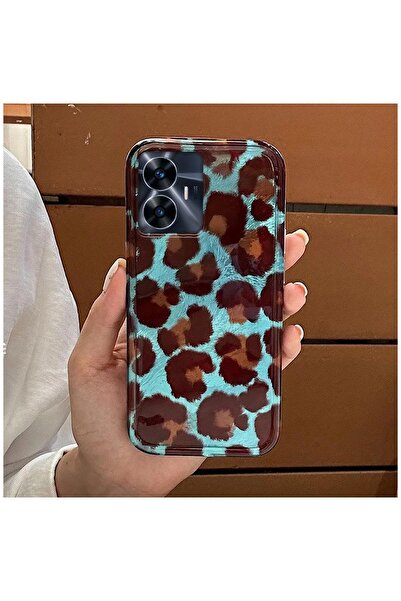 Zebana Realme C55 Uyumlu Kılıf Zebana Luxe Leopard Silikon Kılıf Kahverengi