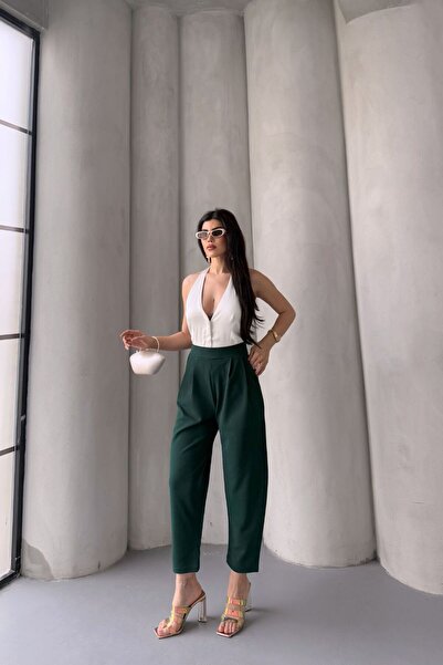 Stil Reyonu Scuba Krep Kumaş En Boy Likralı Yanı Fermuar Detaylı Arkası Lastikli Harem Pantolon