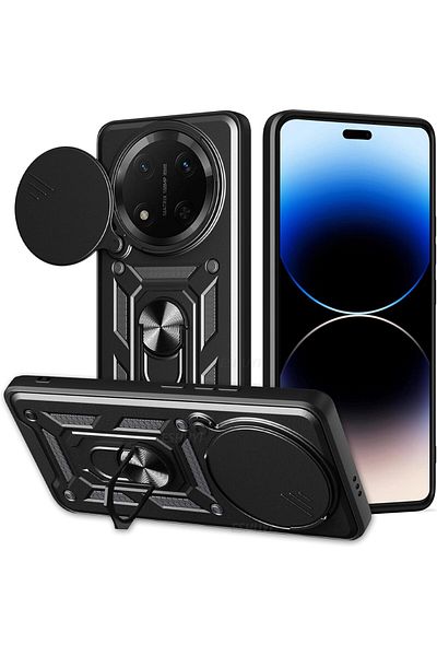 Fibaks حافظة لهاتف Honor Magic 7 Lite مع غطاء حماية للكاميرا مع حلقة انزلاقية وغطاء حماية للدبابات العسكرية