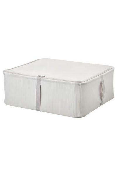 IKEA HEMMAFIXARE Storage Case, Fabric Striped White/Grey, 44x51x19 cm – Sturdy & Stackable
