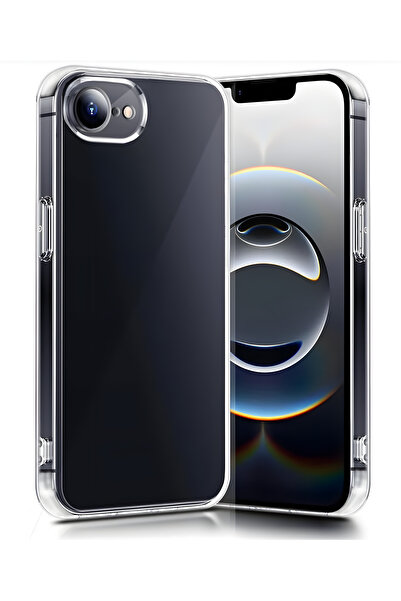 Fibaks Apple iPhone 16E Kılıf Kamera Korumalı Şeffaf Ultra Ince Esnek Renksiz Silikon Kapak