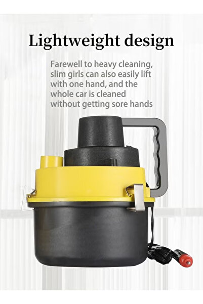 fulina Portable Wet And Dry Vacuum Cleaner, 90w High-powered, 23x23x28 Cm,12v, For Cleaning, Yellow