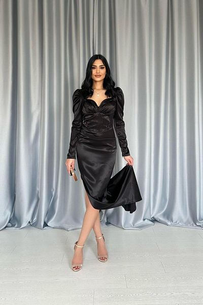 Miracle Omni Black Bust Cup Slit Dress