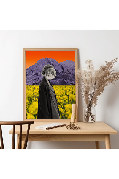 UNT Pictură de artă modernă cu rama din lemn