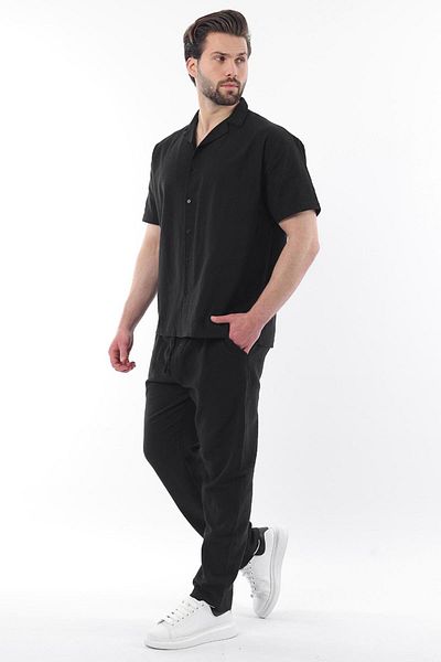 Madmext Black over Fit Men's Shirt Suit E7303