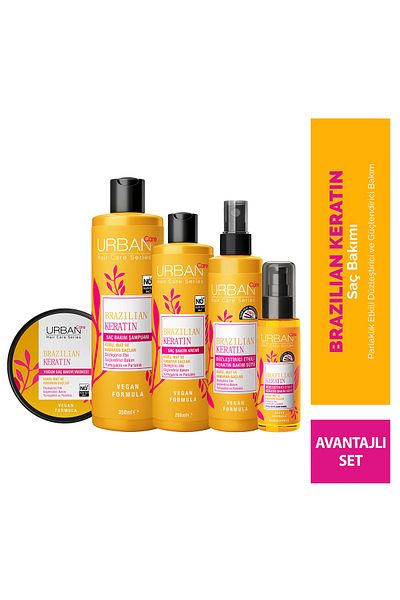 Urban Care Brazilian Keratin Straightening Effective Hair Care Set Set of 5-Vegan