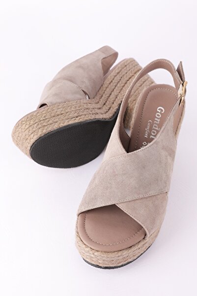 Gondol Kadın Hakiki Deri Dolgu Topuk Platform Sandalet Ell.7004