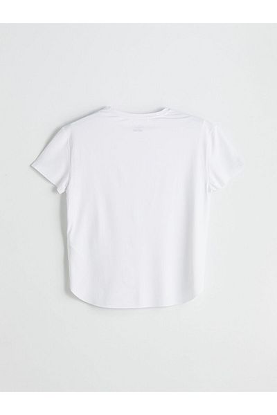 LC Waikiki Tricou sport pentru femei, alb, cu decolteu, în amestec modal, KOOR