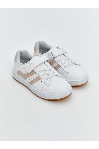 LC Waikiki Pantofi sport pentru fetiță LCW STEPS cu șireturi albe și velcro
