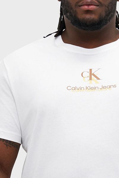 Calvin Klein Oversized Logo Printed Cotton Regular Fit T-Shirt J30J 327733 Yaf Men's T-Shirt