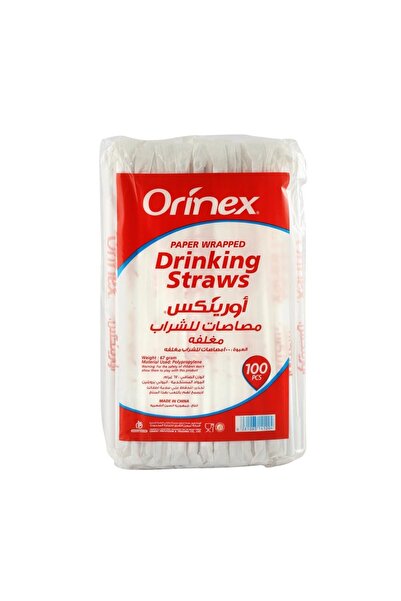 Orinex مصاصات للشرب بلاستيك مغلفة من اورينكس 100قطعة