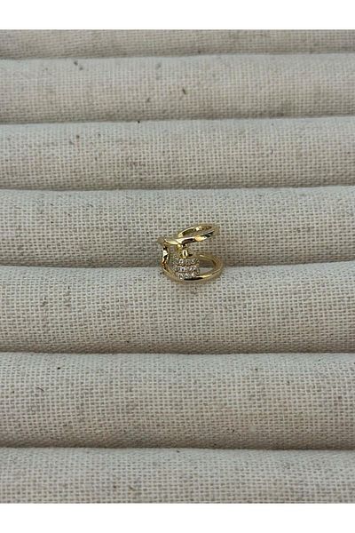 MyladyAccessoriess Zircon Stone Ring Detail Cartilage Earrings Gold