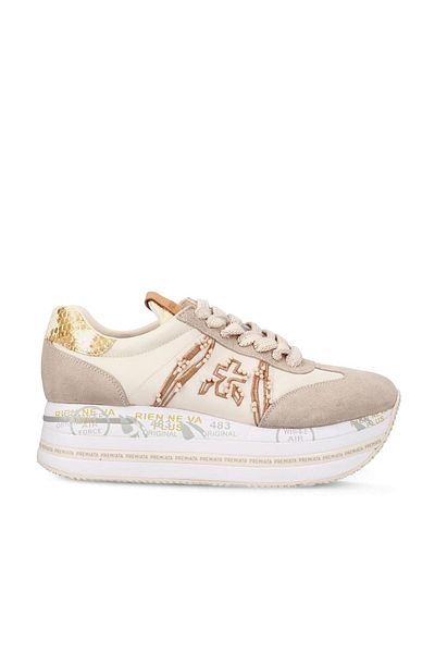 Premiata 7375 Beige + Oran Night Oil Washable Technology for Taking Steps Forward in Dark Stone