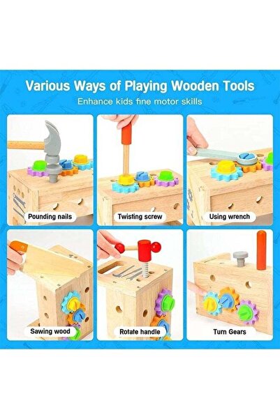 Yelajoy 24PCS Wooden Tool Toy Set,Easy to Assemble & Disassemble,Sized for Little Hands,Without Sharp Edges