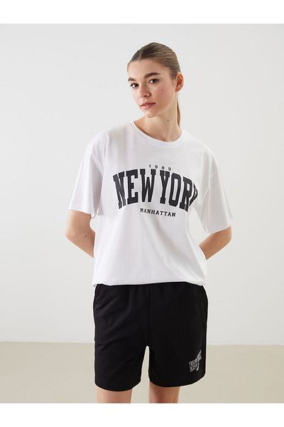 LC Waikiki New Season Crew Neck New York Printed Women's T-Shirt - S5Lo36Z8