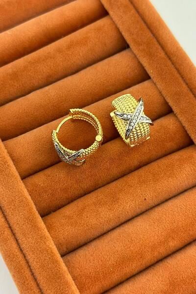 MyladyAccessoriess X Detaylı Zirkon Taş Halka Küpe