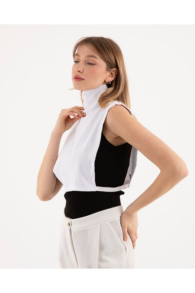 mirach Super High Full Fisherman - Elastic Cotton Bodysuit with Stand Collar and Camisole