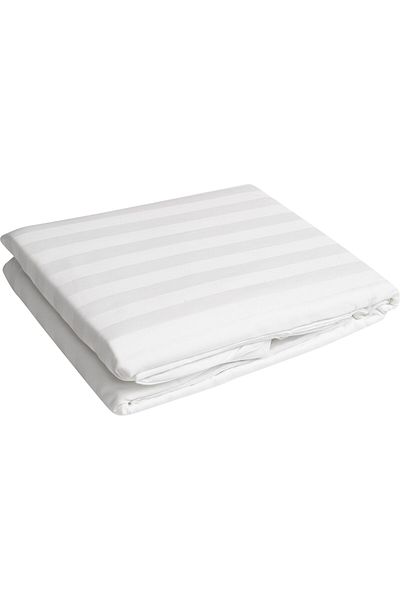 Kotonia Home Hotel Damask Bed Sheet With Wide Stripes, 100% Cotton, White, 180x240 Cm