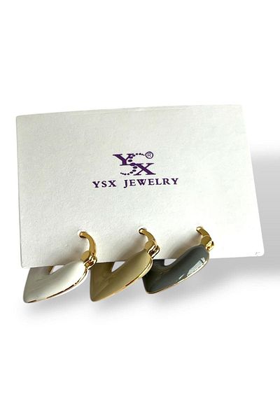 TAKIŞTIR مجموعة أقراط YSX مكونة من 3 قطع على شكل قلب بألوان مختلطة