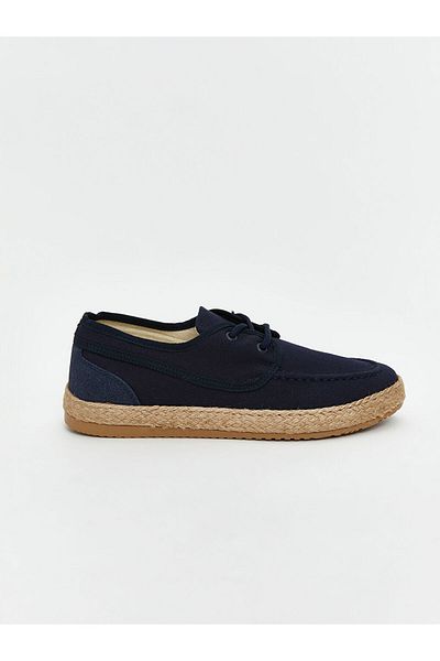 LC Waikiki Navy Blue Lace-Up Straw Sole Men's Classic Shoes