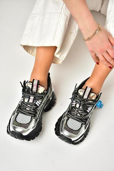 Fox Shoes U 380141309   Black Stone Detailed Sports Shoes Sneakers