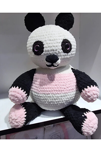 EL YAPIMI Amigurumi Panda Örme Pelus Organik Oyuncak Cocuk Uyku Arkadaşı