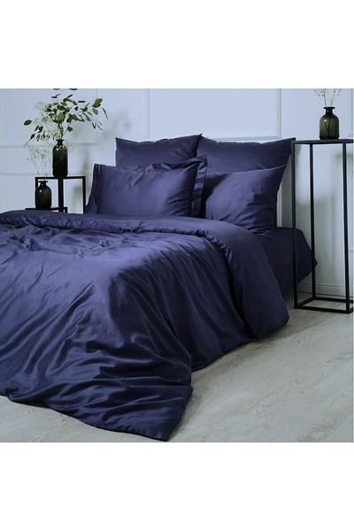 Kotonia Home Hotel Bed Sheet - 220x240 Cm, 100% Cotton, Deluxe Satin Damask, Navy Blue