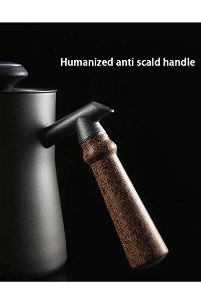 fulina 550ml Coffee Kettle with Thermometer&Wood Handle,Made of stainless,For Drip Coffee(White)