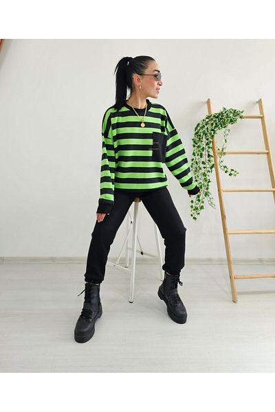 6 butik altı üstü butik Striped Pocket Detail Sweatshirt