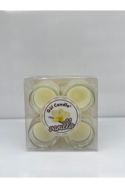 Gül Mum 4 LÜ KAVANOZ MUM VANİLYA KOKULU