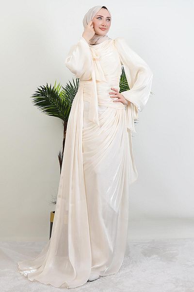GİYZAMİLA Κρέμα βραδινού φορέματος Afra Silk