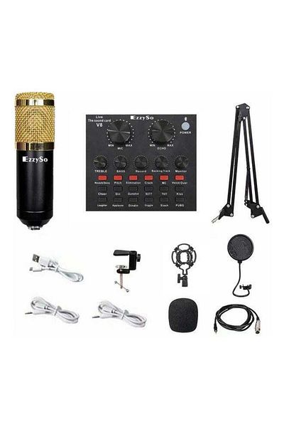 fulina Audio Mixer BM800 Condenser Microphone Live Sound Card V8 SET,noise reduction,For DJ, music studio