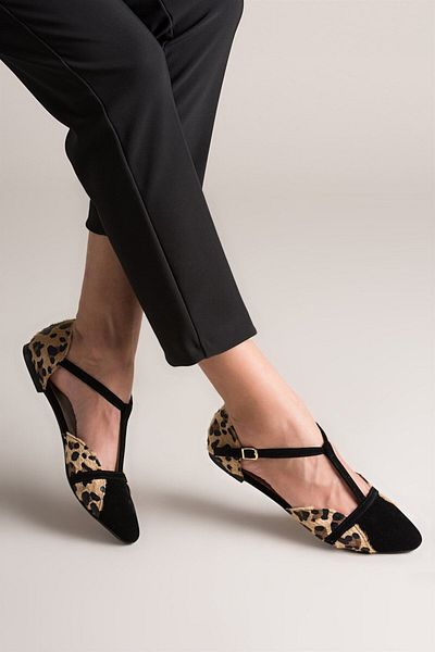 Fox Shoes Leopardie/čierne dámske baleríny B 726881802
