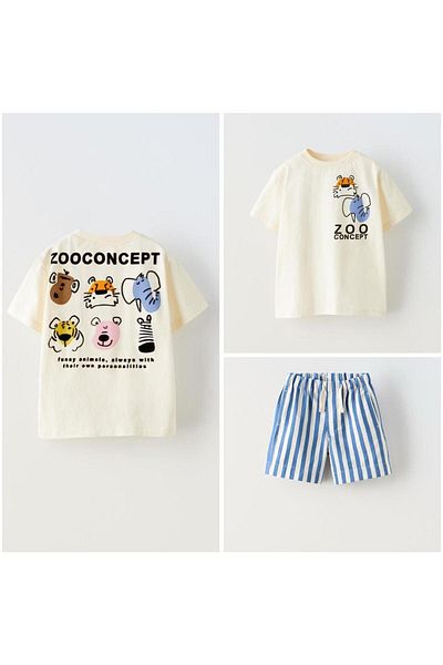 GAistKids Set de pantaloni scurți pentru băiat cu figuri de animale