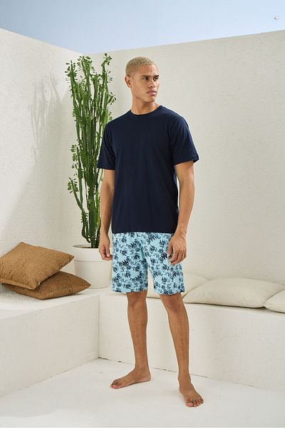 KLY 100% Cotton Cycling Collar Oversize Men's Shorts Pajama Set