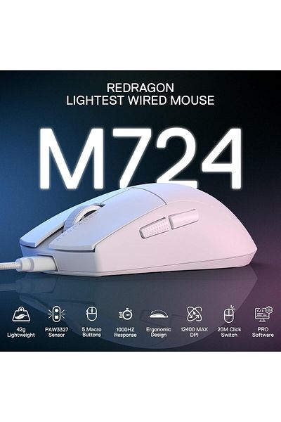 REDRAGON ماوس الألعاب السلكي M724 (أبيض)