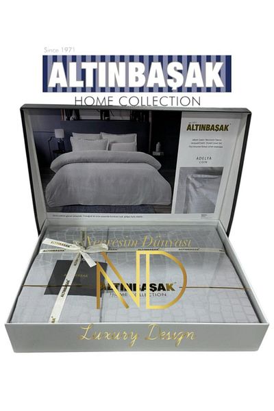 Altınbaşak Satin Jacquard Satin Adelya Puce Double Duvet Cover Set